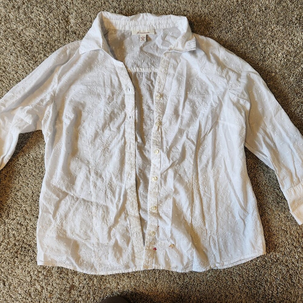 Cotton Floral-Embroidered Blouse